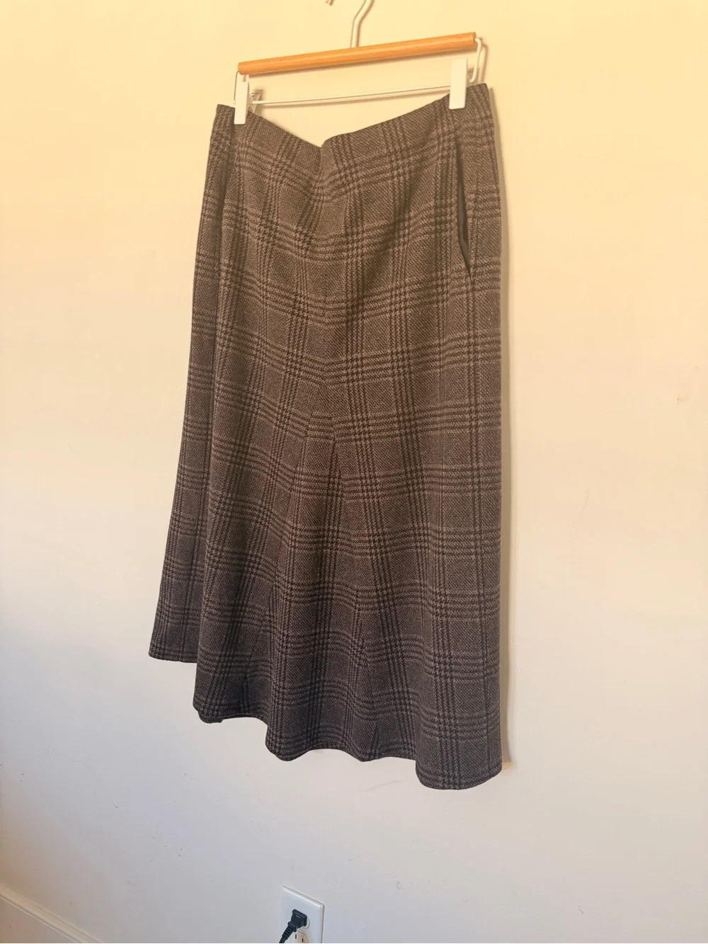 Tibi Lutz Knit Godet Midi plaid A-Line Midi Skirt - Picture 3 of 10
